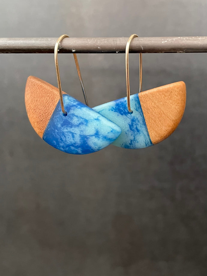 SCOOP - Cherry Earrings with Cerulean and Sky Blue Blend