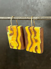 Load image into Gallery viewer, SQUIG TABS - Walnut Wood Earring with Multi-Color Resin 5
