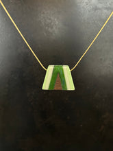 Load image into Gallery viewer, NOOVO FAN  PENDANT - Walnut Wood Necklace with Mint,Sea Green,  Navy and White Resin
