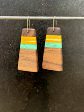 Load image into Gallery viewer, PACIFIC TAIL - Walnut Wood Earrings in Resin Banding

