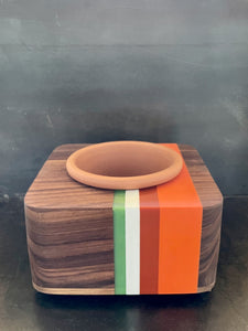 8" PACIFIC PLANTER - in Walnut Wood with Cast Resin Banding