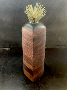PENG VASE in Walnut Wood with Charcoal Resin Cap