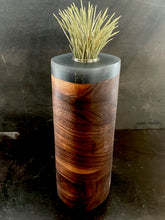Load image into Gallery viewer, POST VASE in Walnut Wood with Charcoal Resin Cap
