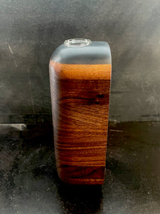 HALF DOME WALL VASE in Walnut Wood with Charcoal Resin Cap