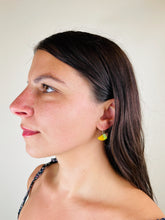 Load image into Gallery viewer, SCOOP - Walnut Earrings with a Lime and Orange Blend
