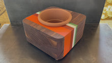 Load and play video in Gallery viewer, 8&quot; PACIFIC PLANTER - in Walnut Wood with Cast Resin Banding
