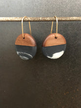 Load image into Gallery viewer, SMALL ROUNDER - Walnut Wood Earrings with Smoke Resin
