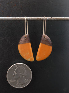 REVERSIBLE HORNS - Walnut  Wood Earrings with a White Resin Blend