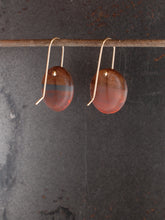 Load image into Gallery viewer, SMALL ROUNDER - Cherry Wood Earrings with a Charcoal and Red Resin Blend
