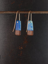 Load image into Gallery viewer, MINI TAIL - Walnut Wood Earring in a Sky and Cerulean Resin Blend

