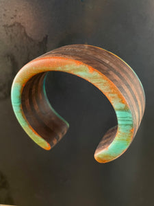MEDIUM UNA CUFF  - Walnut Wood Cuff with Multicolor Cast Resin
