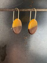 Load image into Gallery viewer, SMALL ROUNDER - Walnut Wood Earrings with Satsuma Resin
