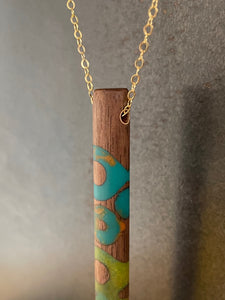 POST PENDANT - in Walnut Wood with Multicolor Resin 2