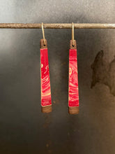 Load image into Gallery viewer, COLOBAR TAIL - Walnut Wood Earrings with Beet and Butter Resin
