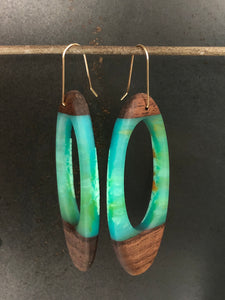 SELECT DRAPER LOOP - Walnut Wood Earrings with Cast Resin