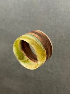 SIRCLE RING - Walnut Wood Ring with Multi Color Cast Resin 2