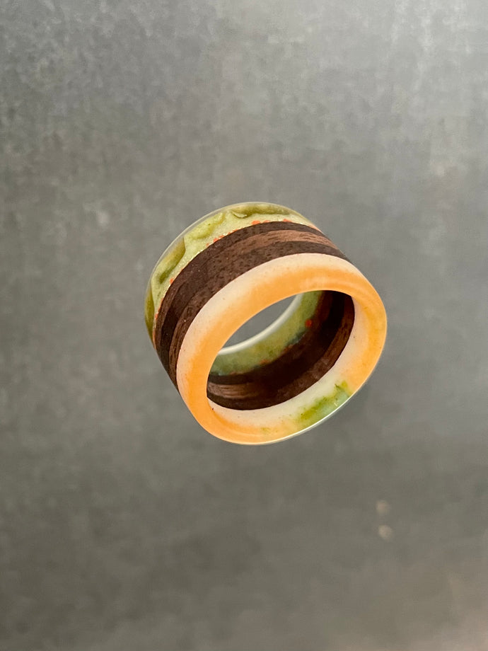 SIRCLE RING - Walnut Wood Ring with Multi Color Cast Resin