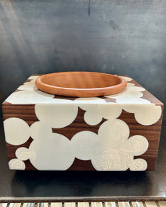 9" BUBBLE CLOUD PLANTER - in Walnut Wood with White Cast Resin
