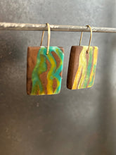 Load image into Gallery viewer, SQUIG TABS - Walnut Wood Earring with Multi-Color Resin 3
