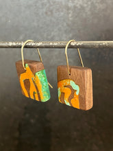 Load image into Gallery viewer, SQUIG TABS - Walnut Wood Earring with Multi-Color Resin 5
