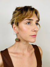 Load image into Gallery viewer, LONG ROUNDER - Walnut Wood Earrings with Creamsicle and Charcoal Resin Blend
