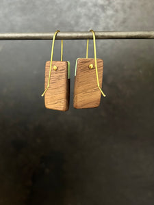 TAB - Walnut Wood Earrings with Jade Resin