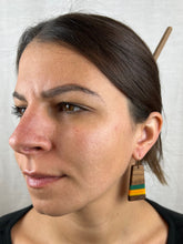 Load image into Gallery viewer, PACIFIC TAIL - Walnut Wood Earrings in Resin Banding 2
