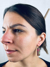 Load image into Gallery viewer, BUBBLES TAB - Walnut Wood Earrings with a Multicolor Resin Combo

