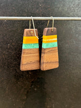 Load image into Gallery viewer, PACIFIC TAIL - Walnut Wood Earrings in Resin Banding

