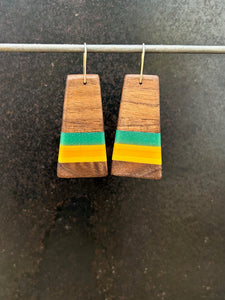 PACIFIC TAIL - Walnut Wood Earrings in Resin Banding 2