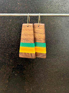 PACIFIC TAIL - Walnut Wood Earrings in Resin Banding 2