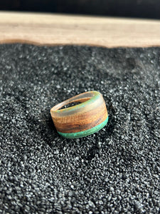 MOLLIS RING - Size 8 Cherry Wood Ring with Multi Color Cast Resin
