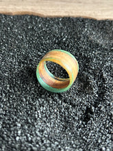 Load image into Gallery viewer, SIRCLE RING - Size 8.25 Cherry Wood Ring with Multi Color Cast Resin
