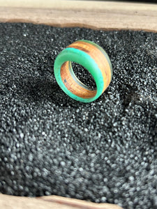 MOLLIS RING - Size 8.5 Cherry Wood Ring with Multi Color Cast Resin