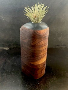 PENG VASE in Walnut Wood with Charcoal Resin Cap