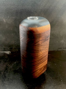 HALF DOME WALL VASE in Walnut Wood with Charcoal Resin Cap