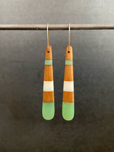 Load image into Gallery viewer, TAIL - Cherry wood Earrings  with Jade and White Resin
