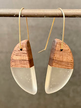Load image into Gallery viewer, HORNS -  Walnut Wood Earrings with Clear Resin
