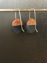Load image into Gallery viewer, SMALL ROUNDER - Walnut Wood Earrings with Smoke Resin
