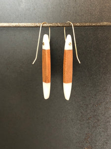 ONO - Cherry Wood Earrings with White Resin 2
