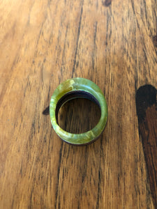 MOLLIS RING - Size 9 Walnut Wood Ring with Multi Color Cast Resin