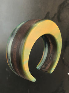 SMALL VEGA CUFF  - Walnut Wood Cuff with Multicolor Cast Resin 1