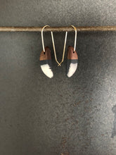 Load image into Gallery viewer, MINI HORNS - Walnut Wood Earrings with Smoke Resin
