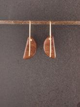 Load image into Gallery viewer, MINI HORNS - Walnut Wood Earrings with a Navy Resin Blend
