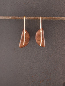 MINI HORNS - Walnut Wood Earrings with a Navy Resin Blend