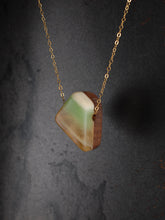 Load image into Gallery viewer, ARD pendant necklace in walnut and jade blend of cast resin
