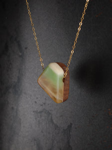 ARD pendant necklace in walnut and jade blend of cast resin