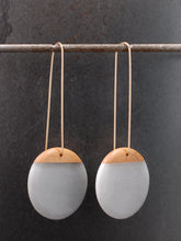 Load image into Gallery viewer, LONG ROUNDER - Cherry Wood Earring with Light Gray Resin
