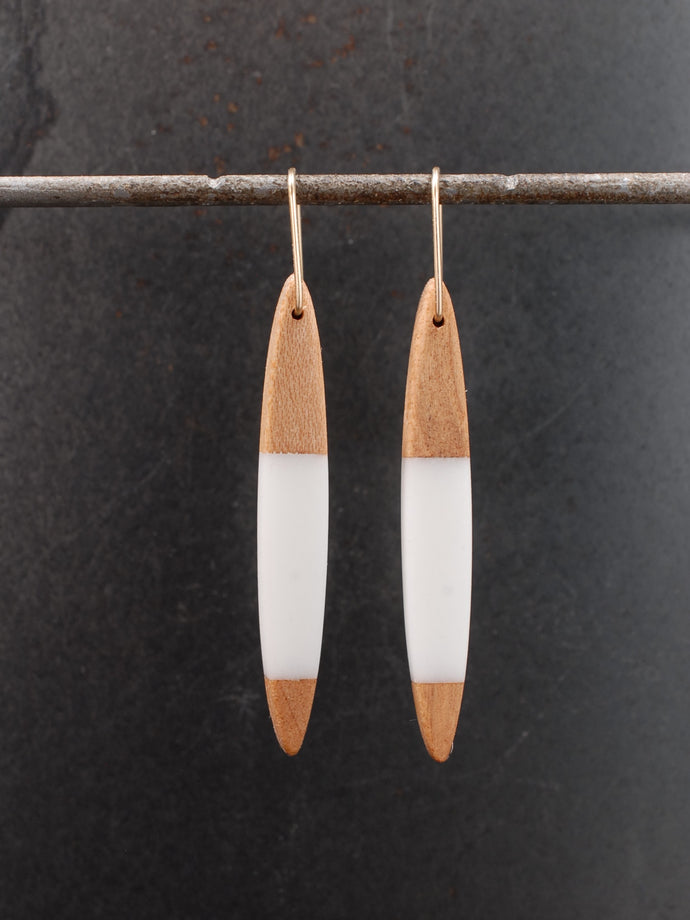 ONO - Cherry Wood Earrings with White Resin