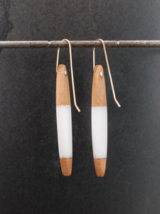 ONO - Cherry Wood Earrings with White Resin